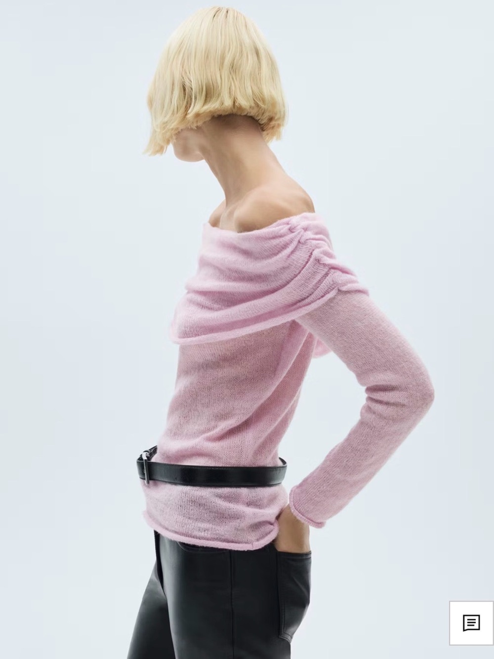 Mango Soft Pink Off-the-Shoulder Knit Sweater NWT